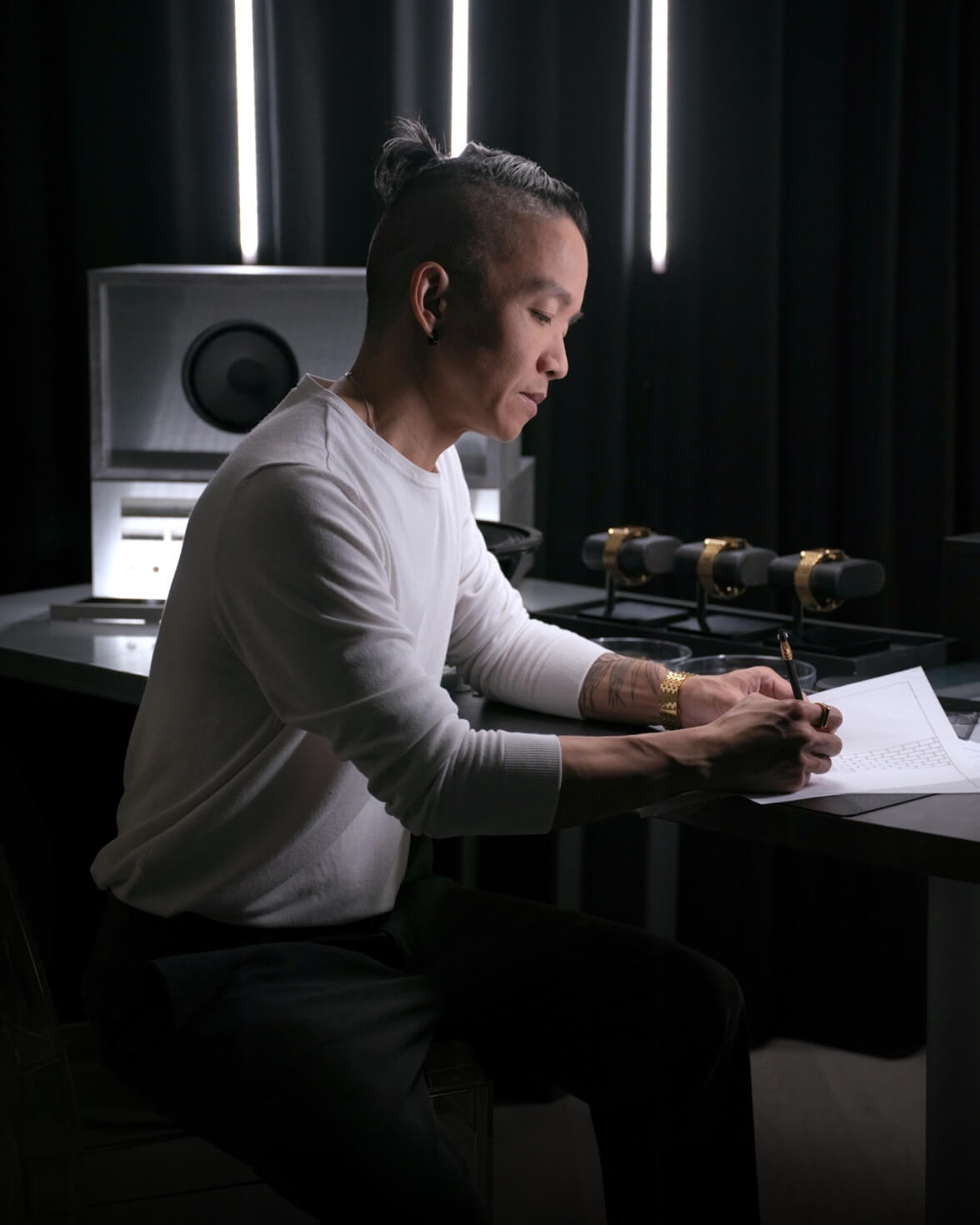 VIEREN Creative Director Sunny Fong sketching watch designs in the studio