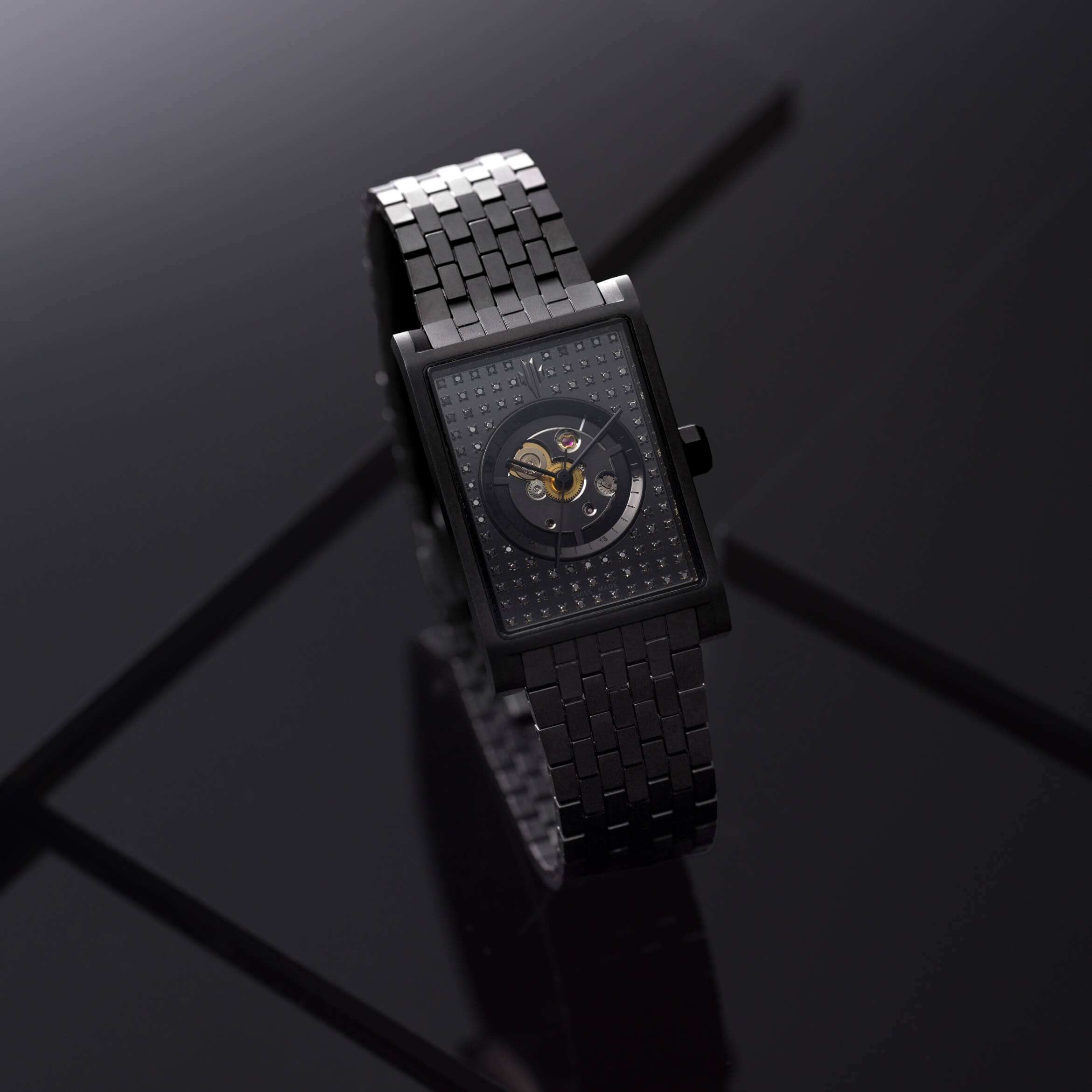 VIEREN Black Stereo Diamond watch