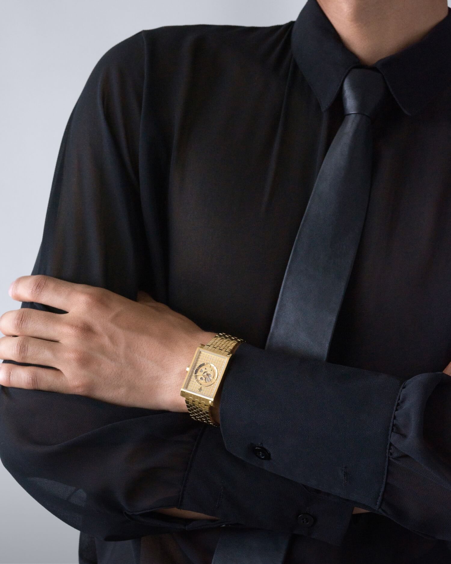 VIEREN Gold Stereo Diamond men's rectangular watch