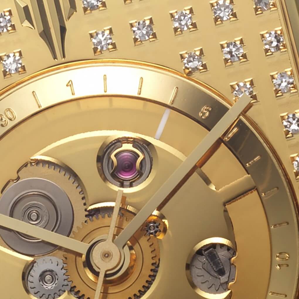 VIEREN Gold Stereo Diamond rectangular watch date disc referencing vintage analog speakers