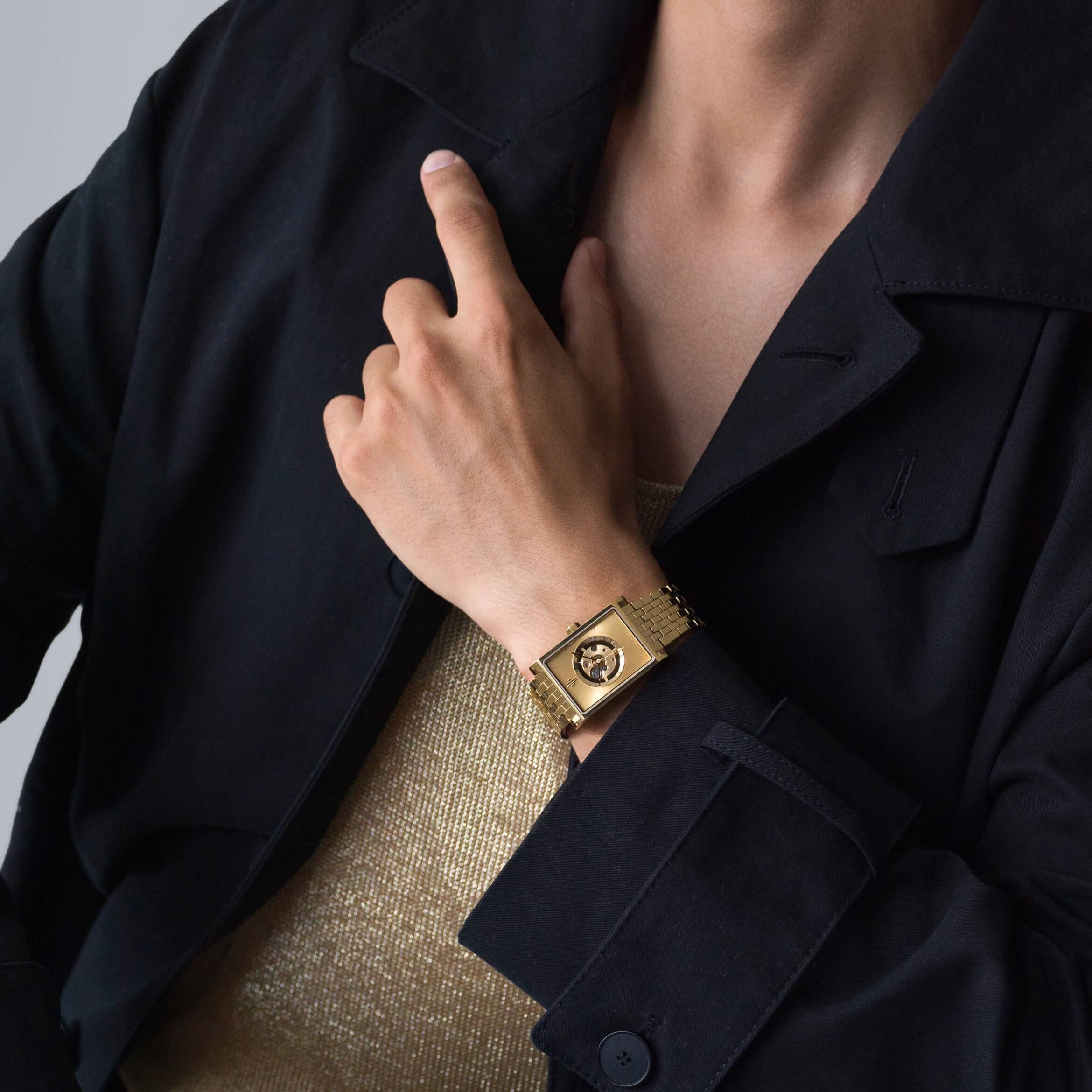 VIEREN Gold Sunray men's watch gift for him