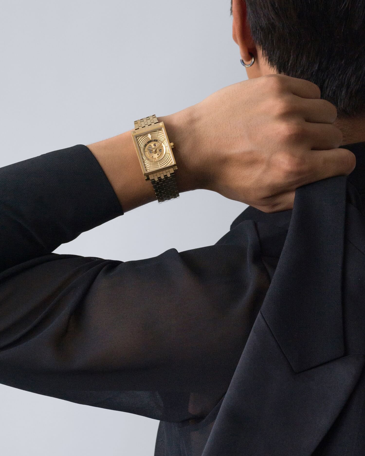 VIEREN Gold Waves men's rectangular watch