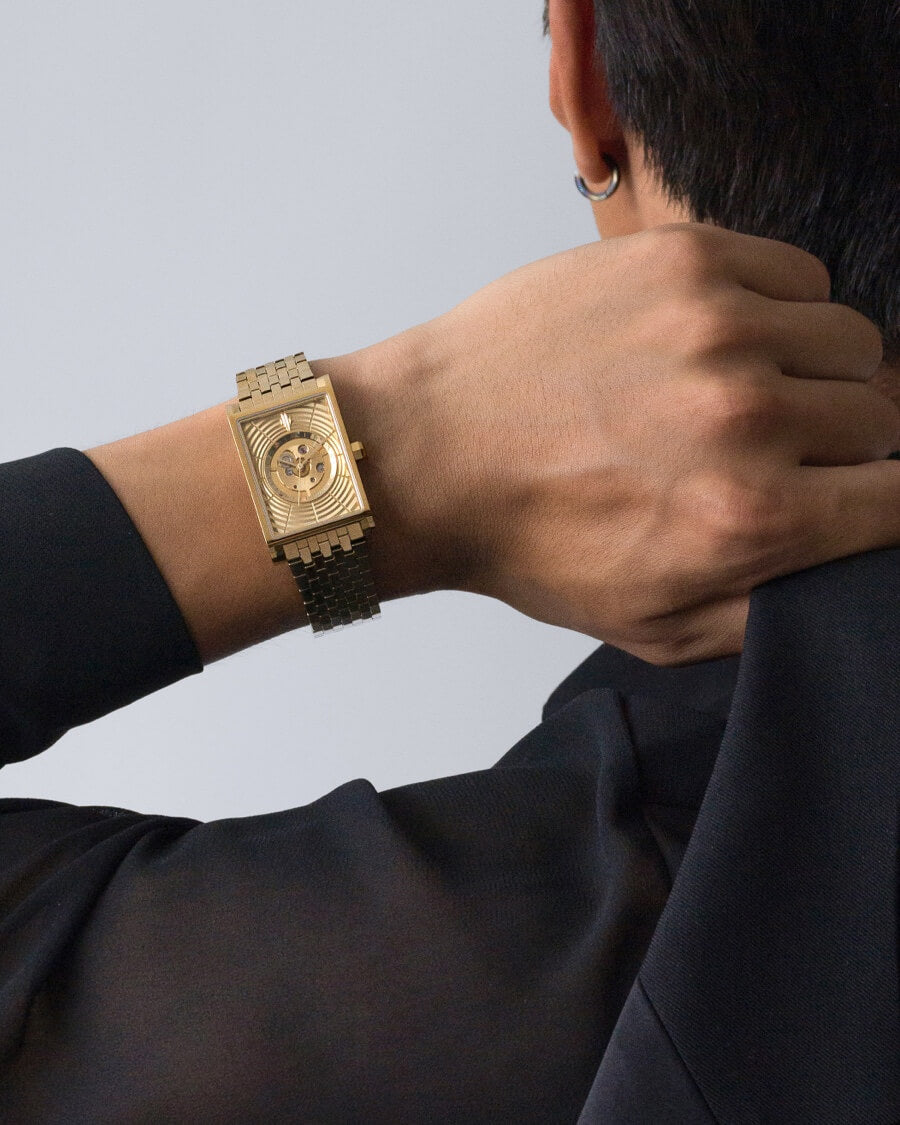VIEREN Gold Waves men's watch Father's Day gift