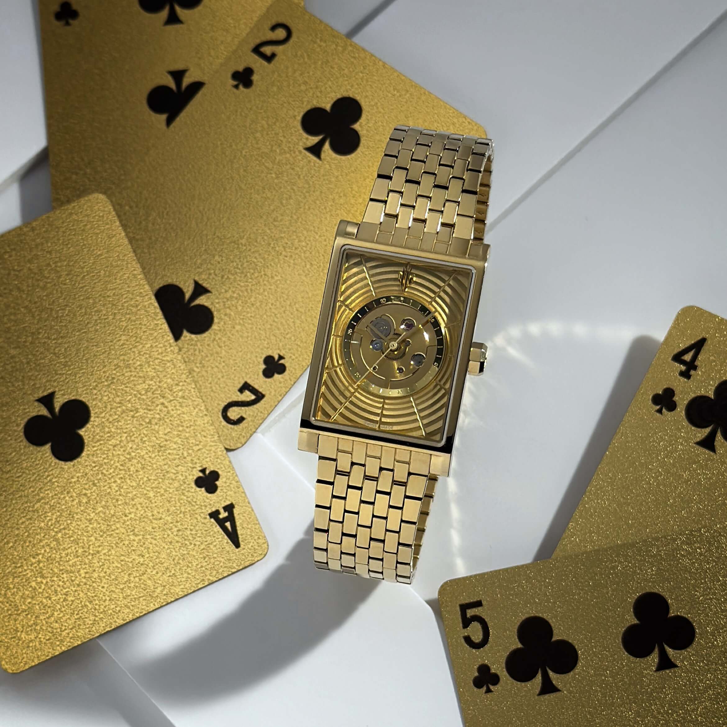 VIEREN Gold Waves rectangular watch Father's Day gift