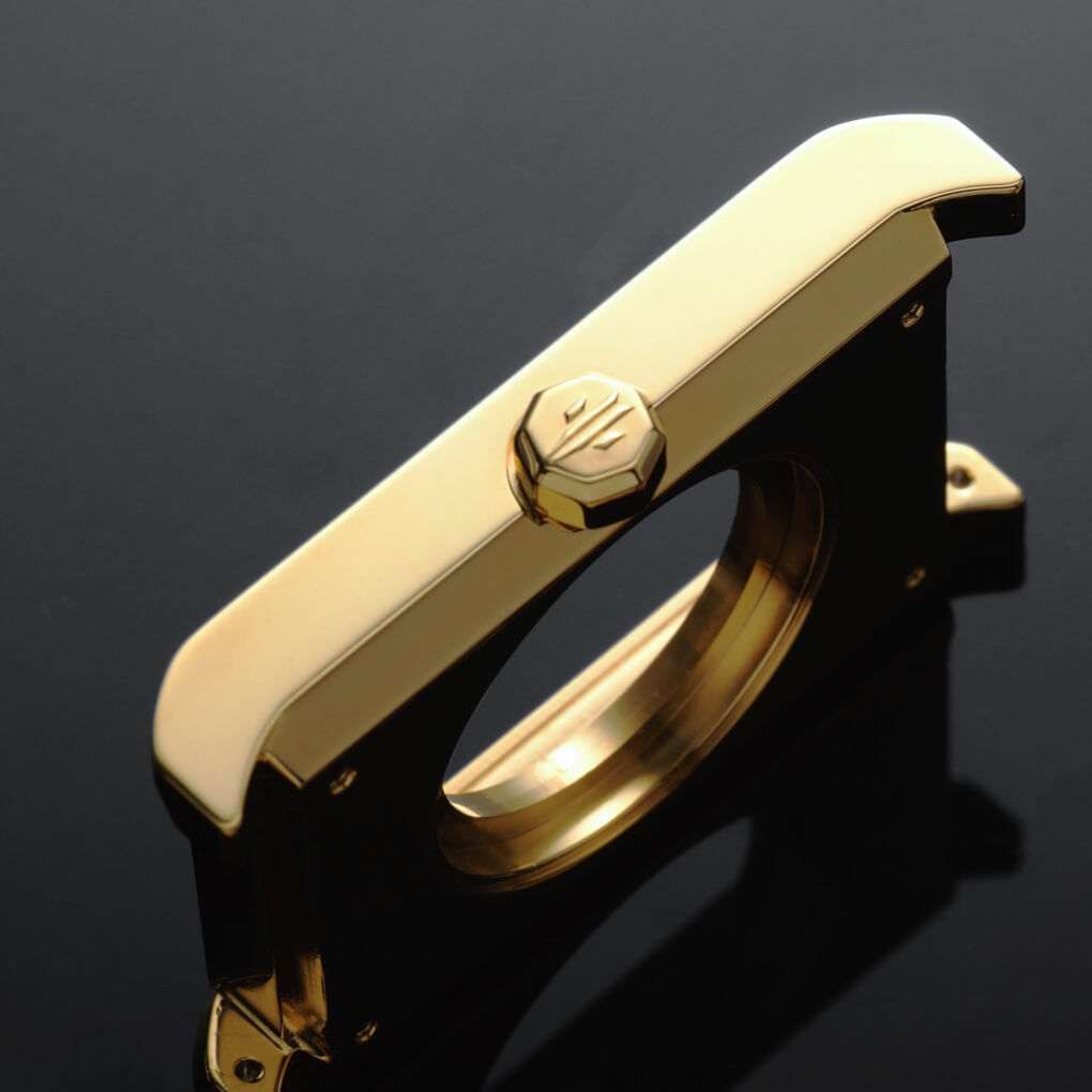 VIEREN Gold Waves rectangular watch with gold PVD-coated stainless steel case