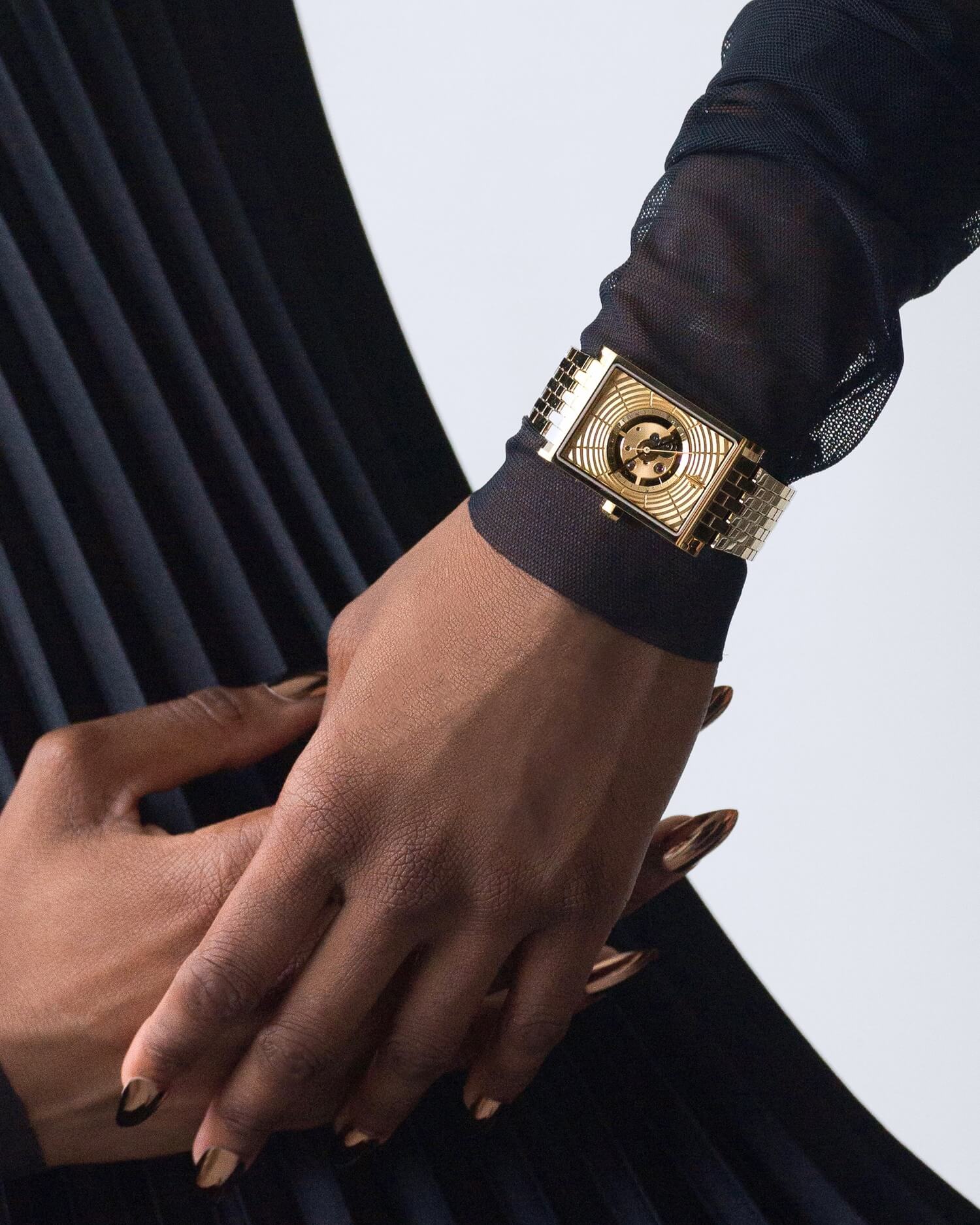 VIEREN Gold Waves women's rectangular watch