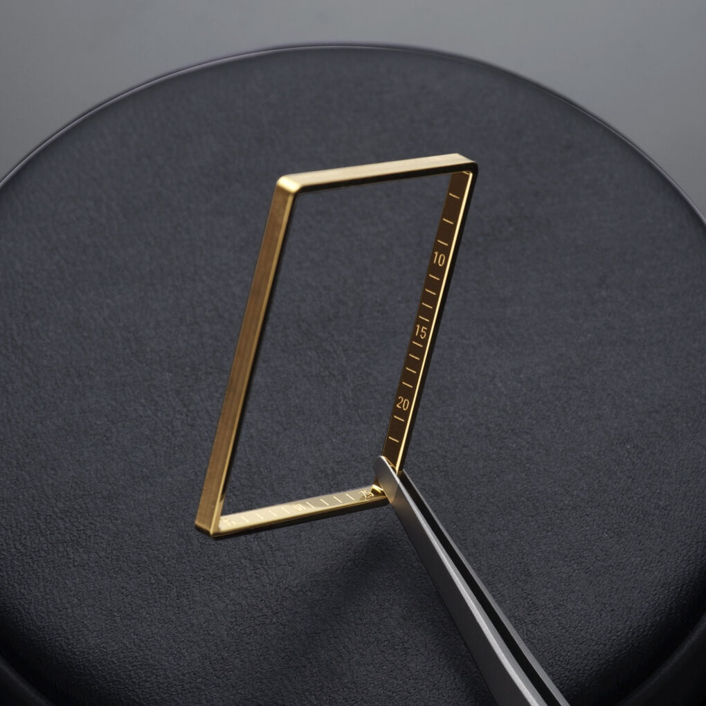 VIEREN x James Goldcrown rectangular watch with 18K gold rehaut ring and etched minute tracker detail