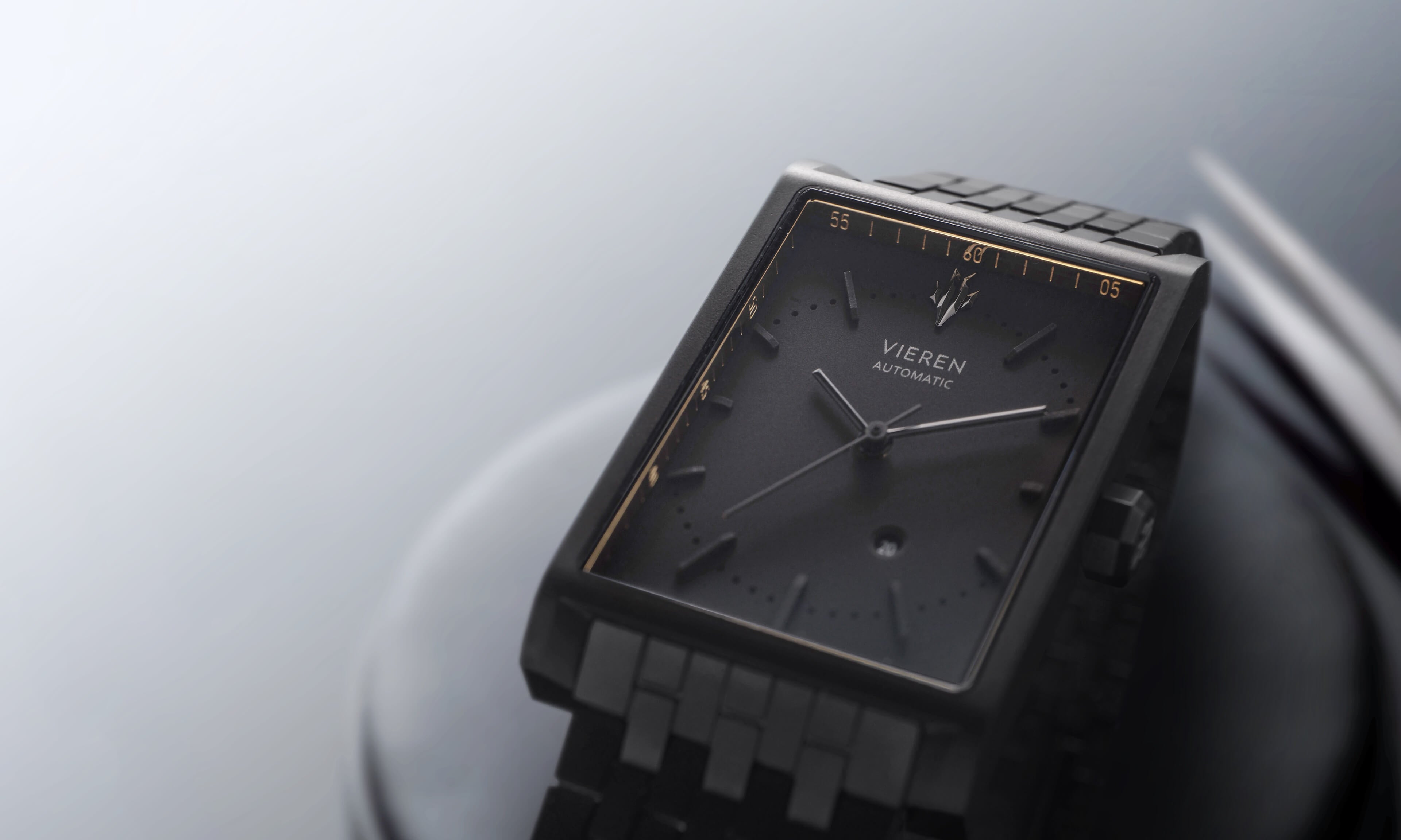VIEREN Matte Black rectangular watch case dimensions 41.5 mm x 27 mm x 9.2 mm