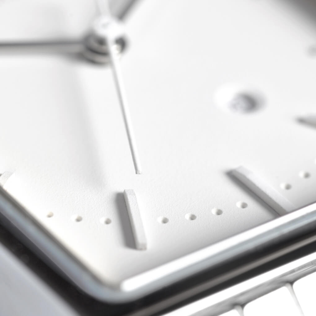VIEREN Matte White rectangular watch dial with tonal indices and refined detailing