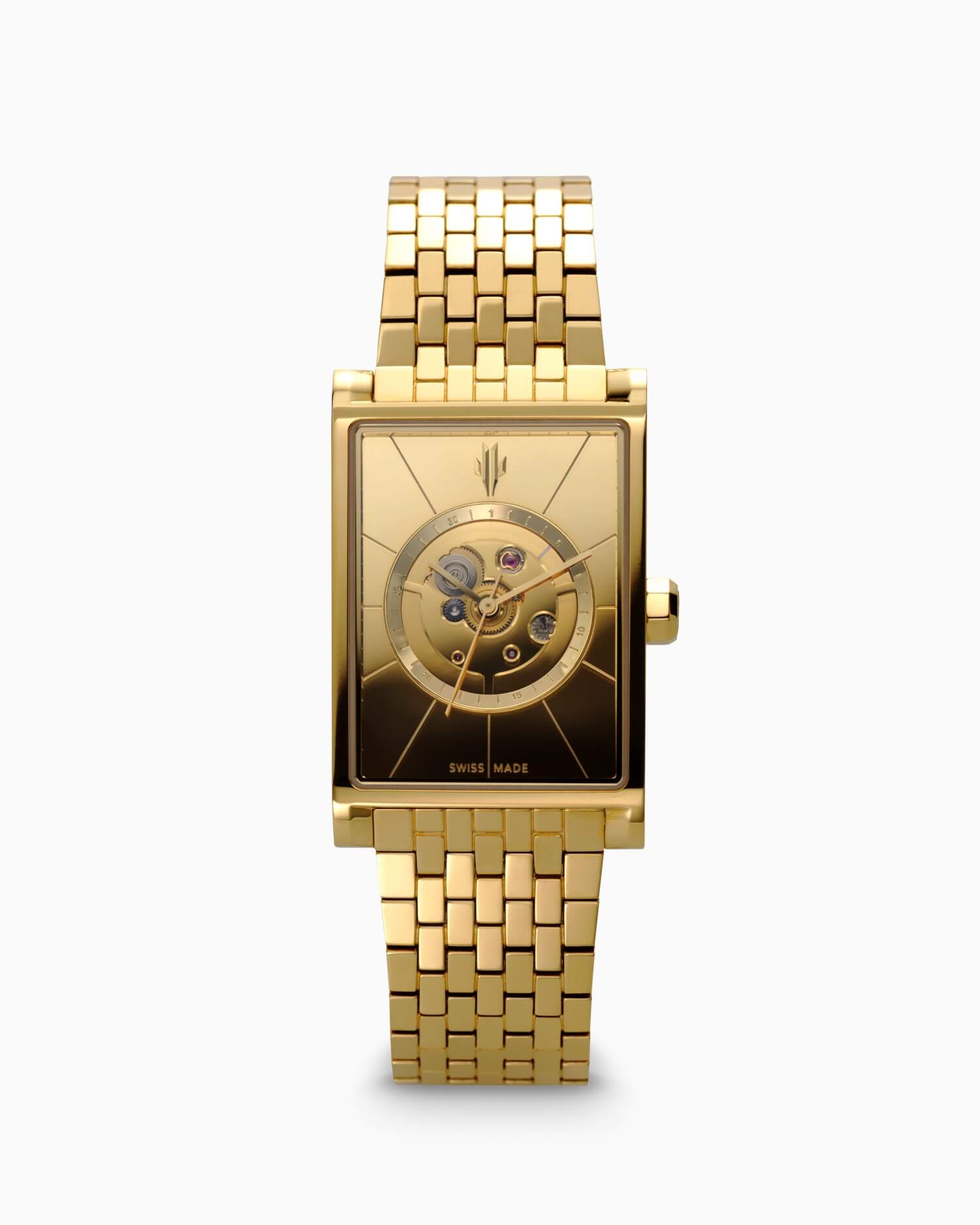 VIEREN Gold Mirror rectangular watch front view
