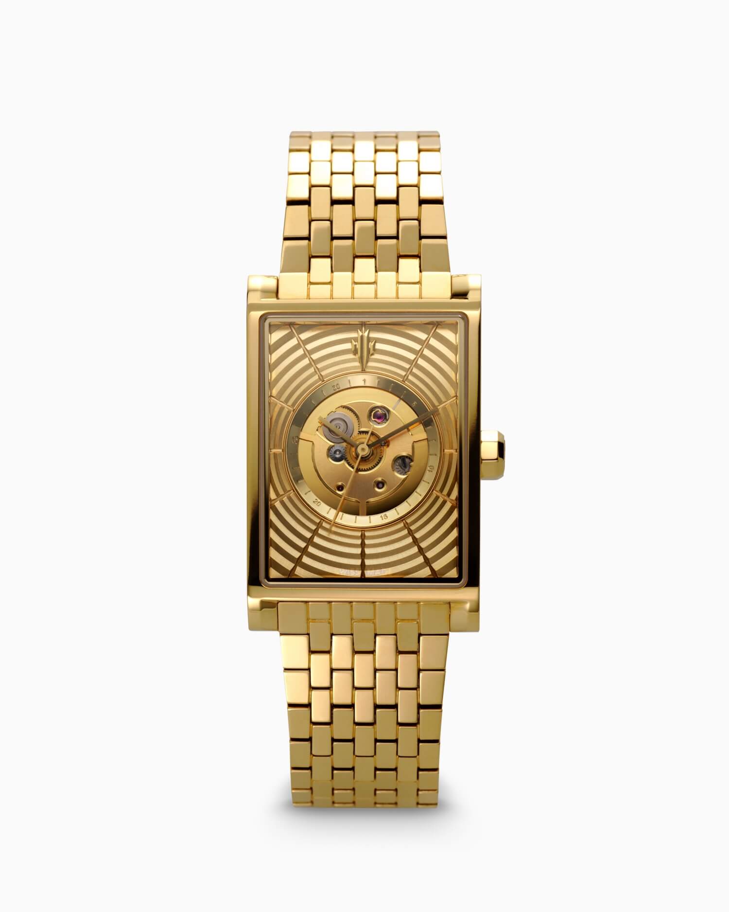 VIEREN Gold Waves rectangular watch front view