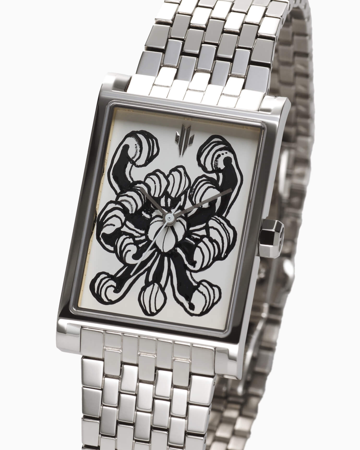 VIEREN x Kelly Violet rectangular watch dial with hand-painted artwork by Kelly Violet
