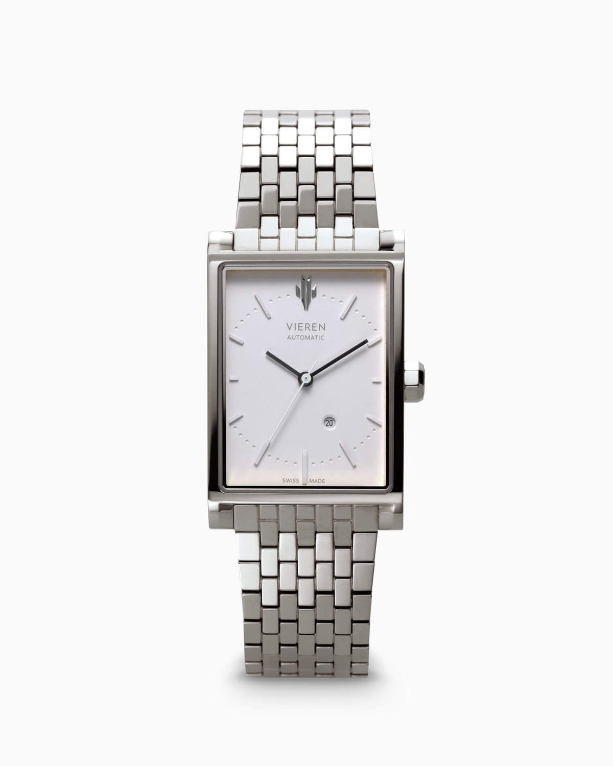 Silver Rectangular Dress Watch with White Dial Women main image 2