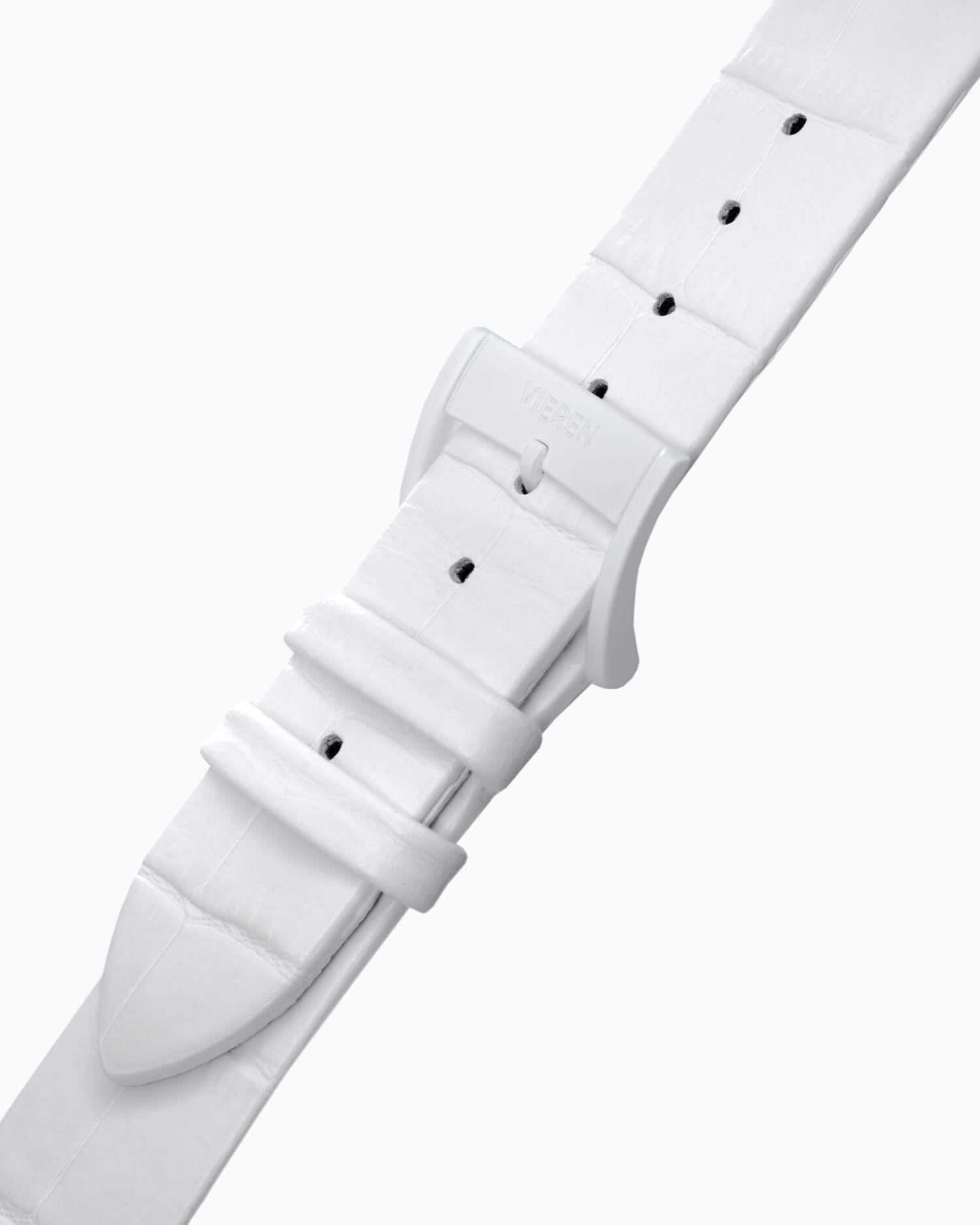 VIEREN White Croc Leather rectangular watch with genuine leather strap and ardillon buckle