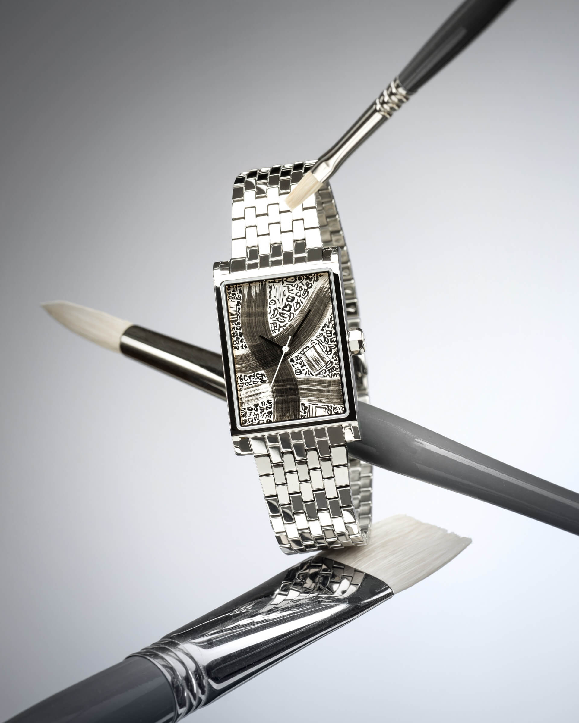 VIEREN x Roberta Boffo rectangular watch from a one-of-one artist edition