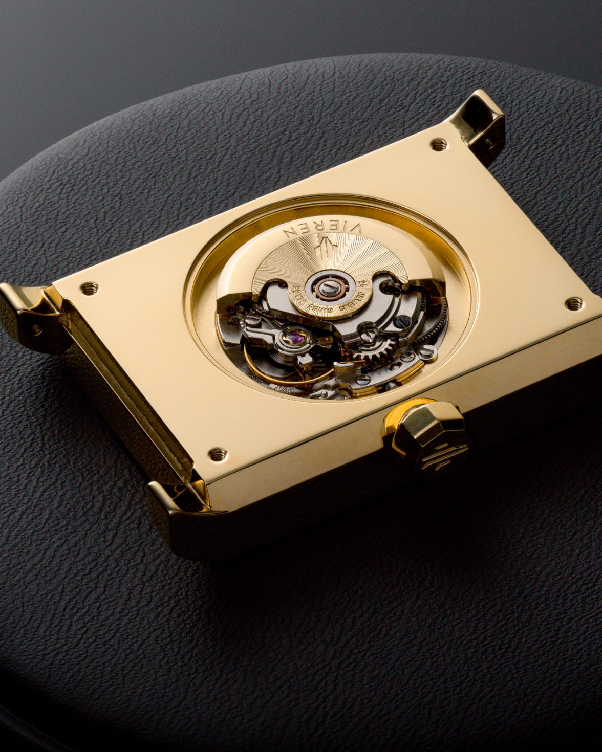 VIEREN rectangular watch caseback with Swiss ETA 2671 automatic movement