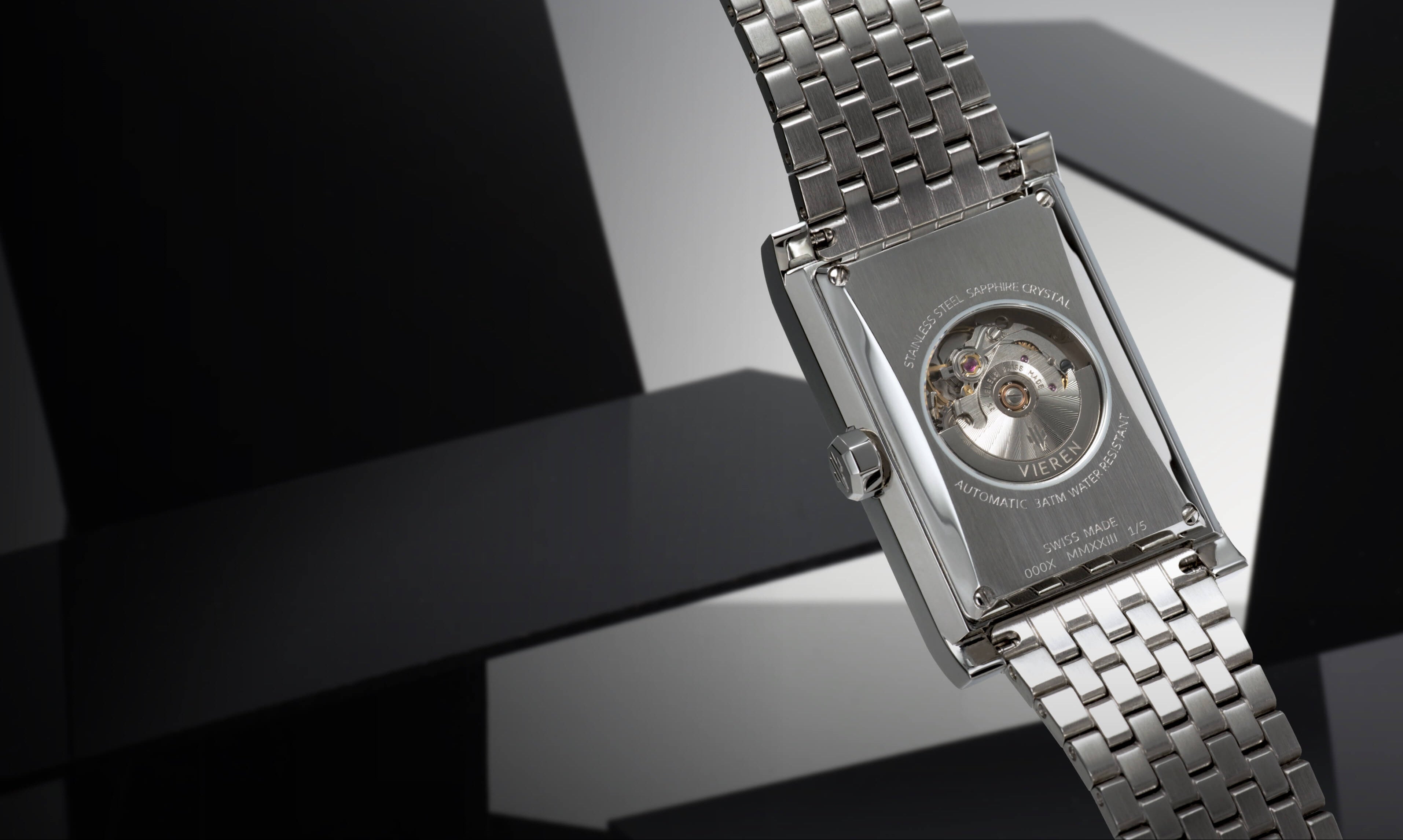 VIEREN Swiss Made ETA 2671 automatic movement with rotor inside a watch caseback