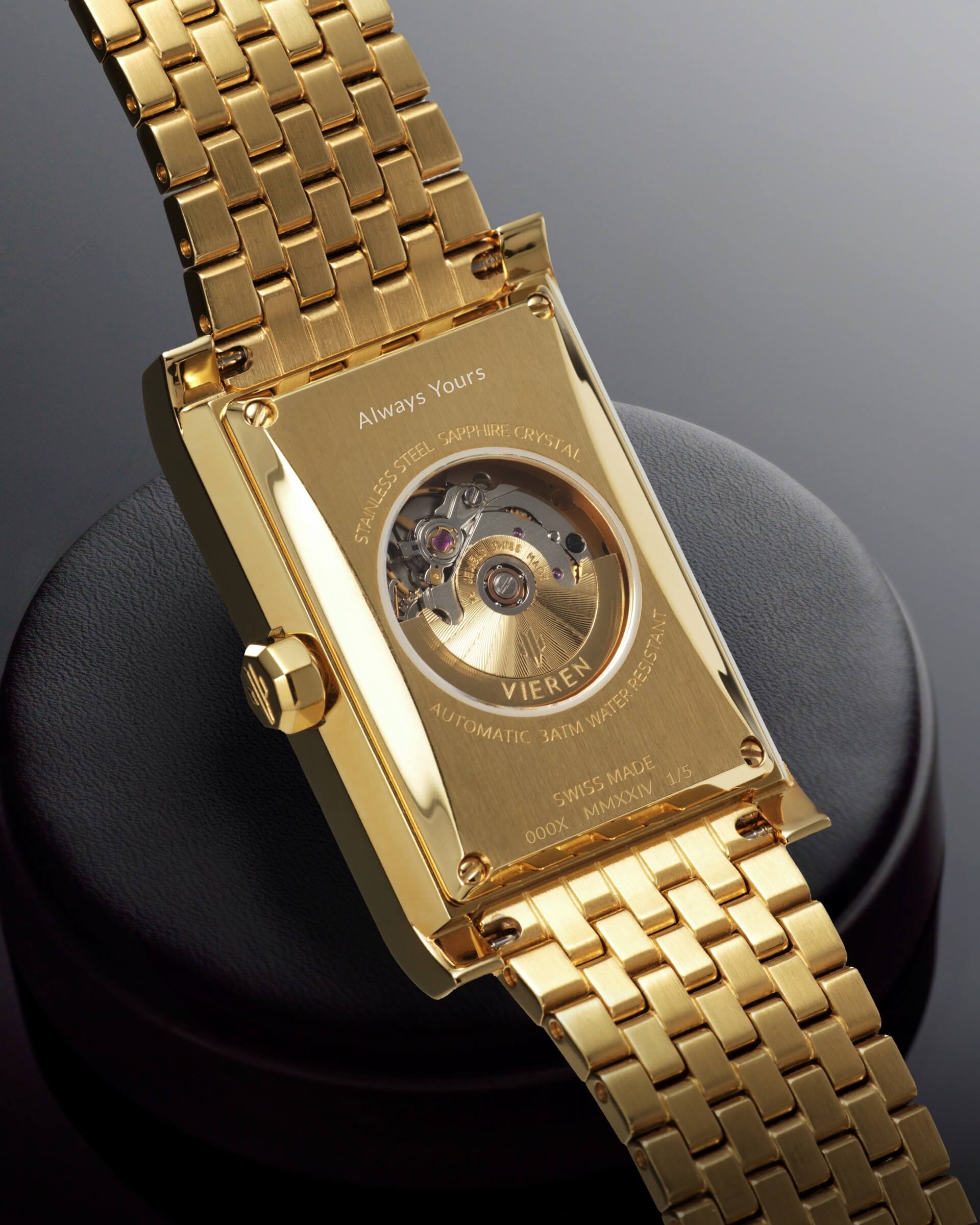 VIEREN Swiss Made automatic watch with "Always Yours" personalized engraving gift for her