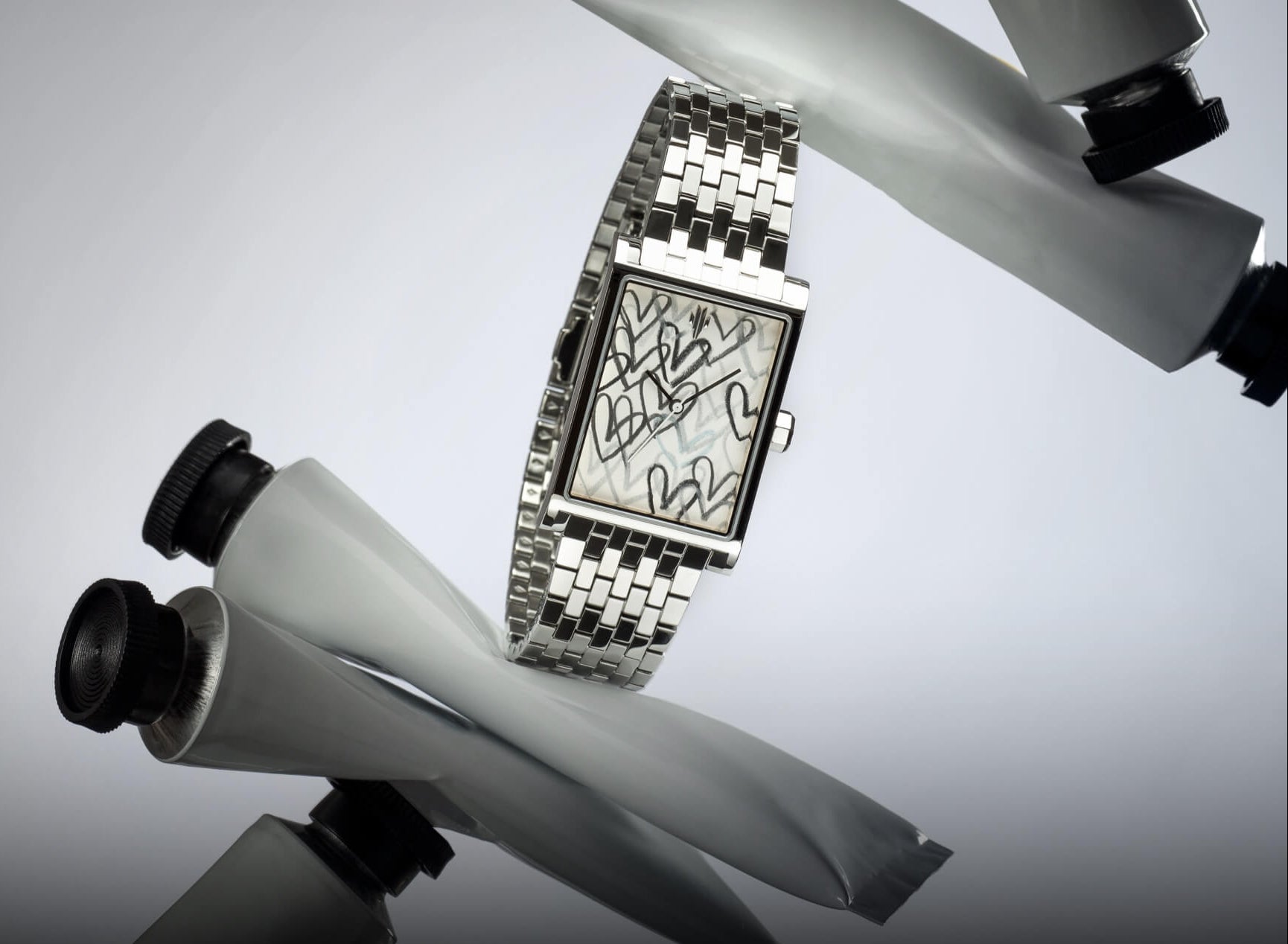 VIEREN x James Goldcrown Swiss Made automatic watch with hand-painted dial and paint tubes