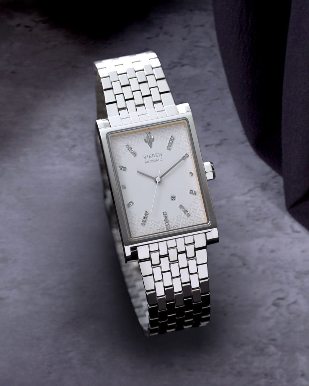 VIEREN White Diamond rectangular watch couples watch set