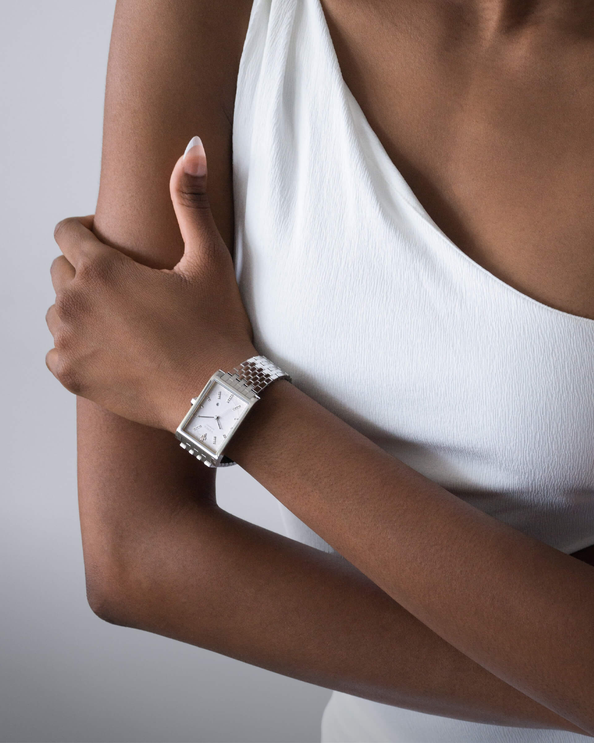 VIEREN White Diamond women's rectangular watch