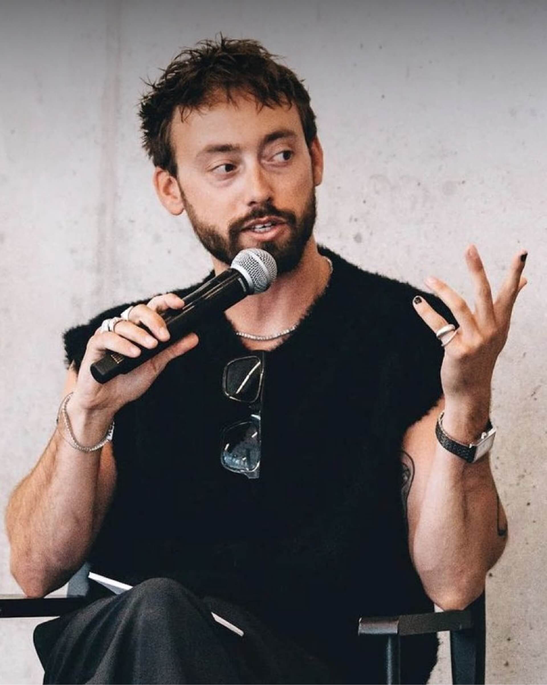 Joey Gollish wearing VIEREN Matte White watch
