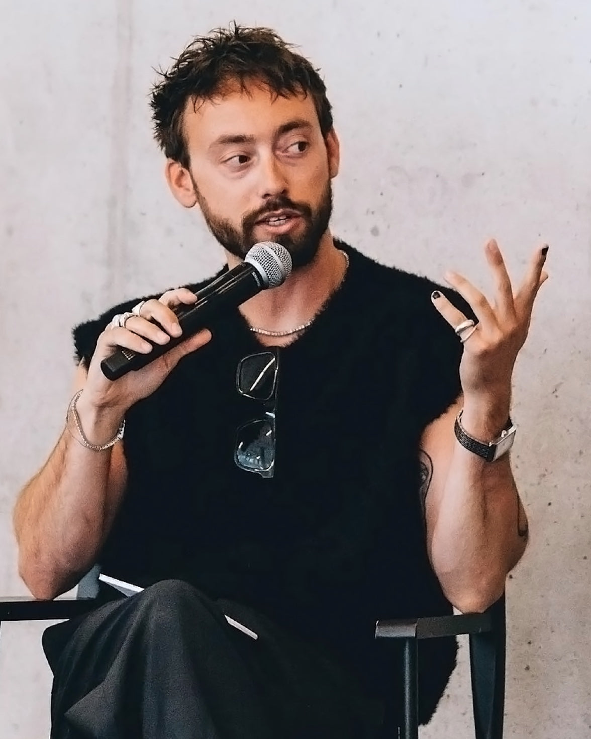 Joey Gollish wearing the VIEREN Matte White rectangular watch