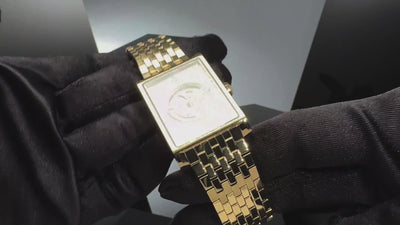 VIEREN Gold Sunray rectangular watch craftsmanship showcasing Swiss watchmaking details