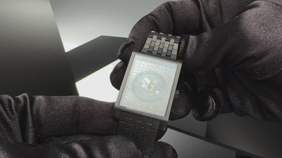 VIEREN Black Stereo Diamond rectangular watch craftsmanship showcasing Swiss watchmaking details