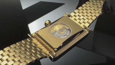 VIEREN Gold Mirror rectangular watch craftsmanship showcasing Swiss watchmaking details