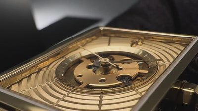 VIEREN Gold Waves rectangular watch craftsmanship showcasing Swiss watchmaking details