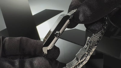 VIEREN Steel Stereo Diamond rectangular watch craftsmanship showcasing Swiss watchmaking details