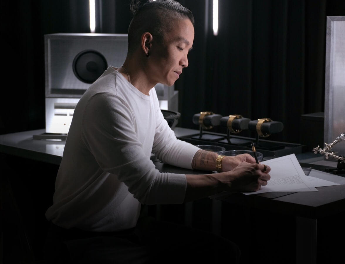 VIEREN Creative Director Sunny Fong sketching watch designs in the studio