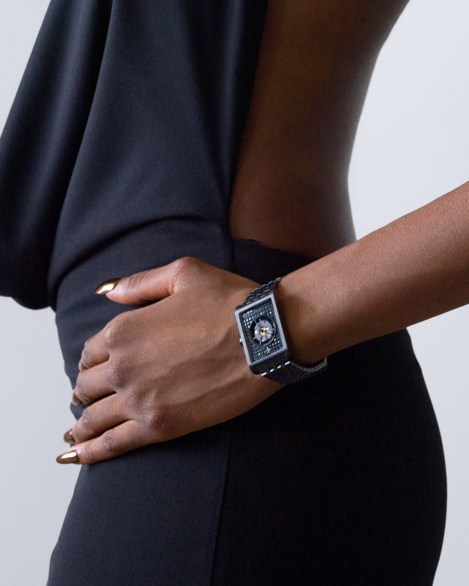 VIEREN Black Stereo Diamond women's rectangular watch