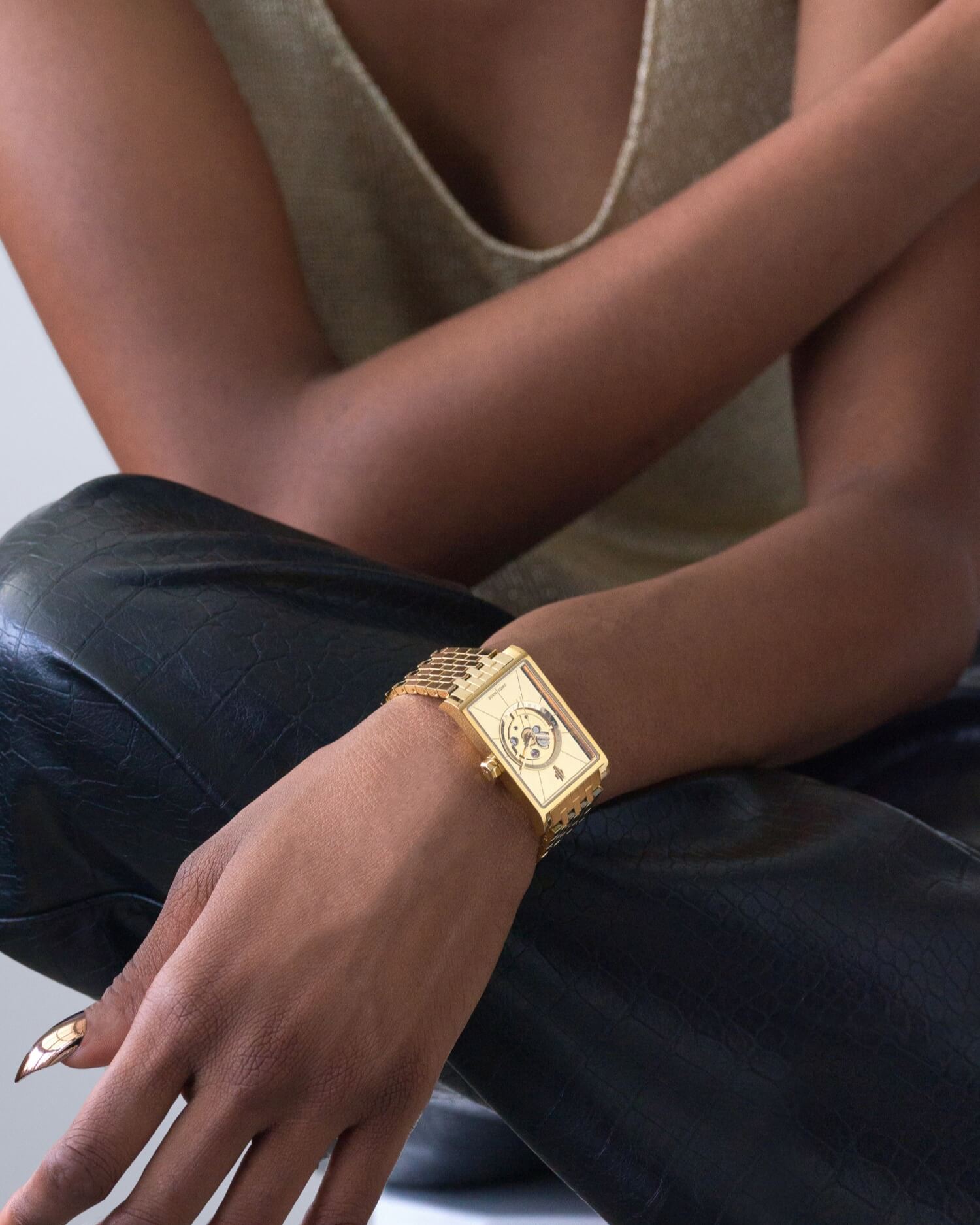VIEREN Gold Mirror women's rectangular watch