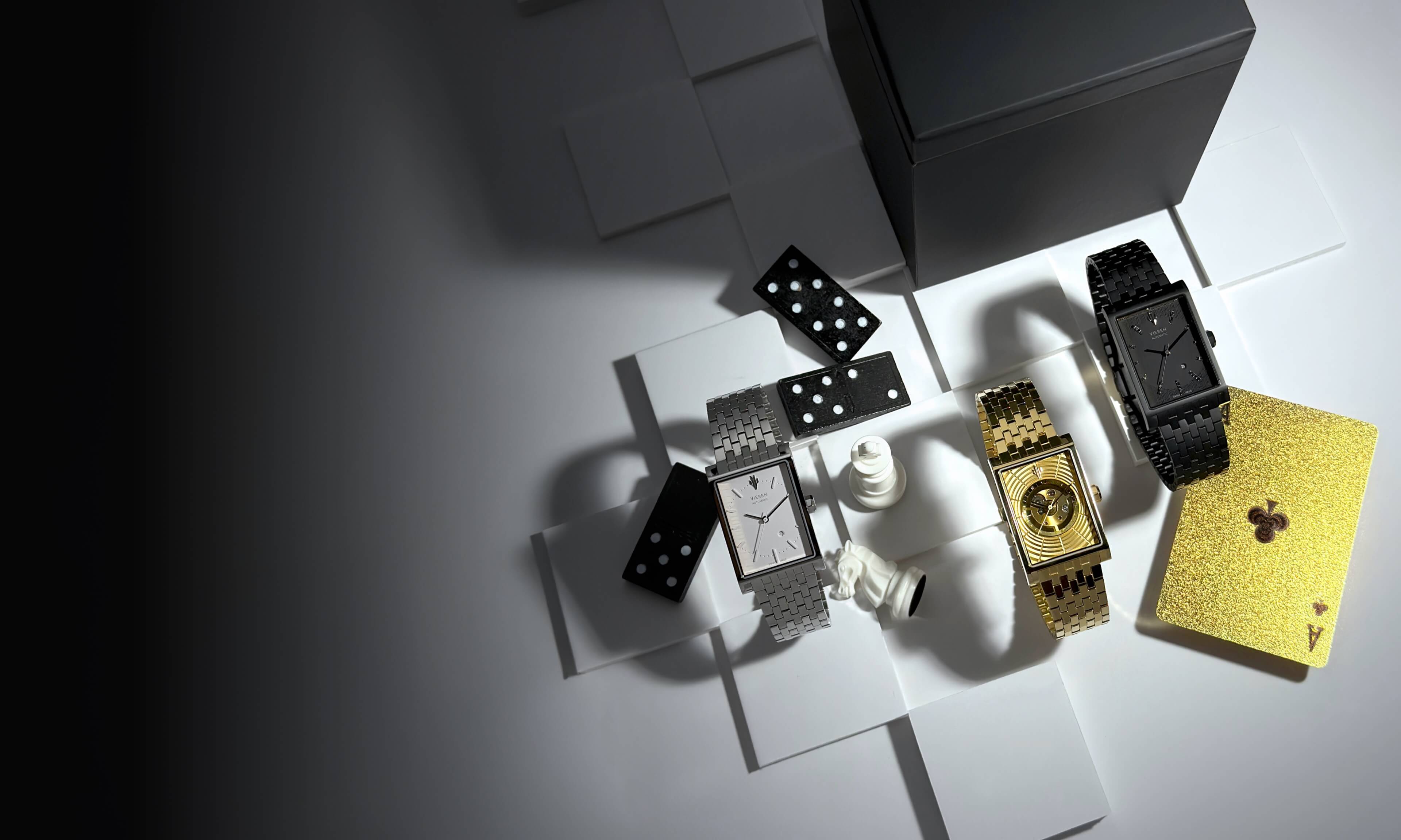 VIEREN luxury rectangular watches with games for Father's Day gifts