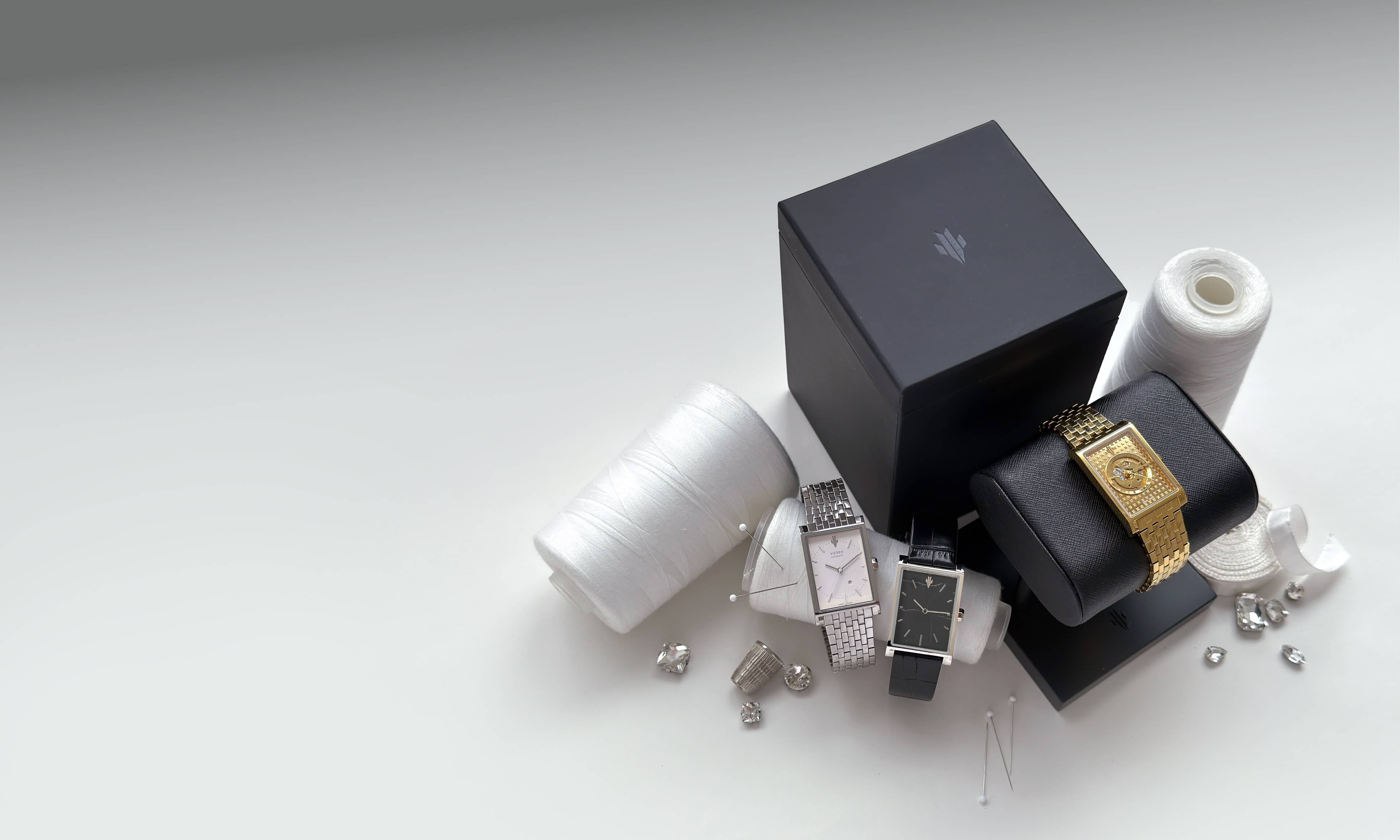 VIEREN luxury rectangular watches with handcrafted arts for Mother's Day gifts