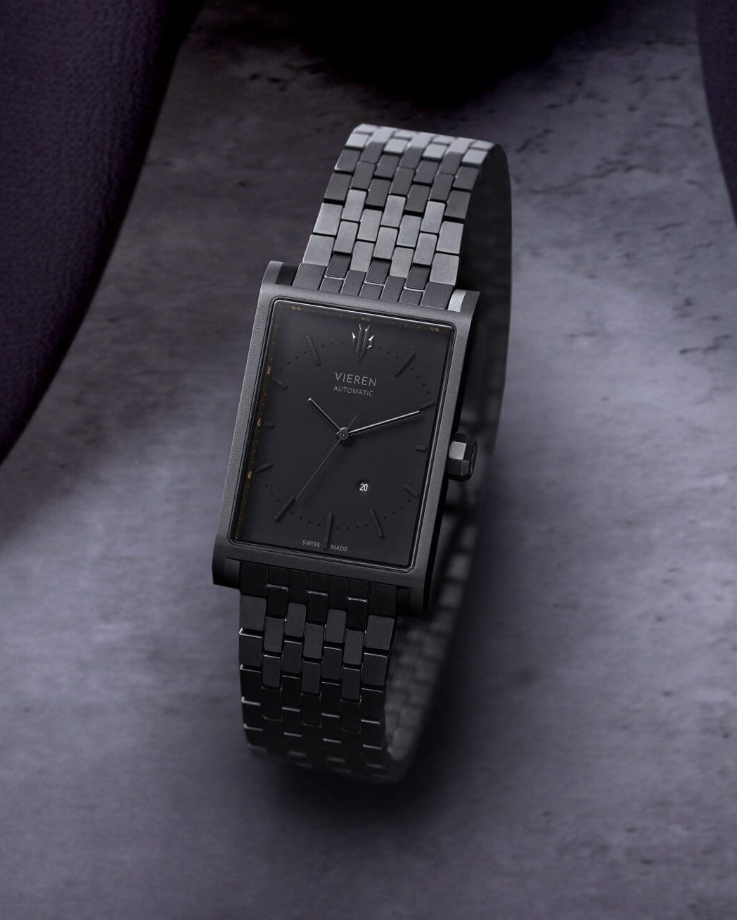 VIEREN Matte Black rectangular watch couples watch set