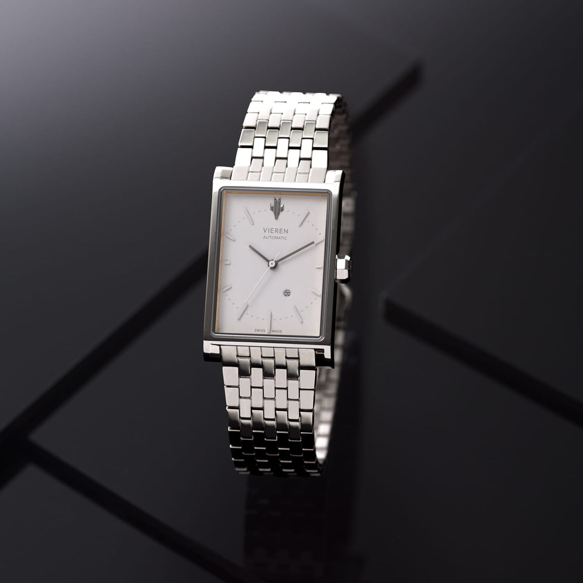 VIEREN Matte White men's rectangular watch