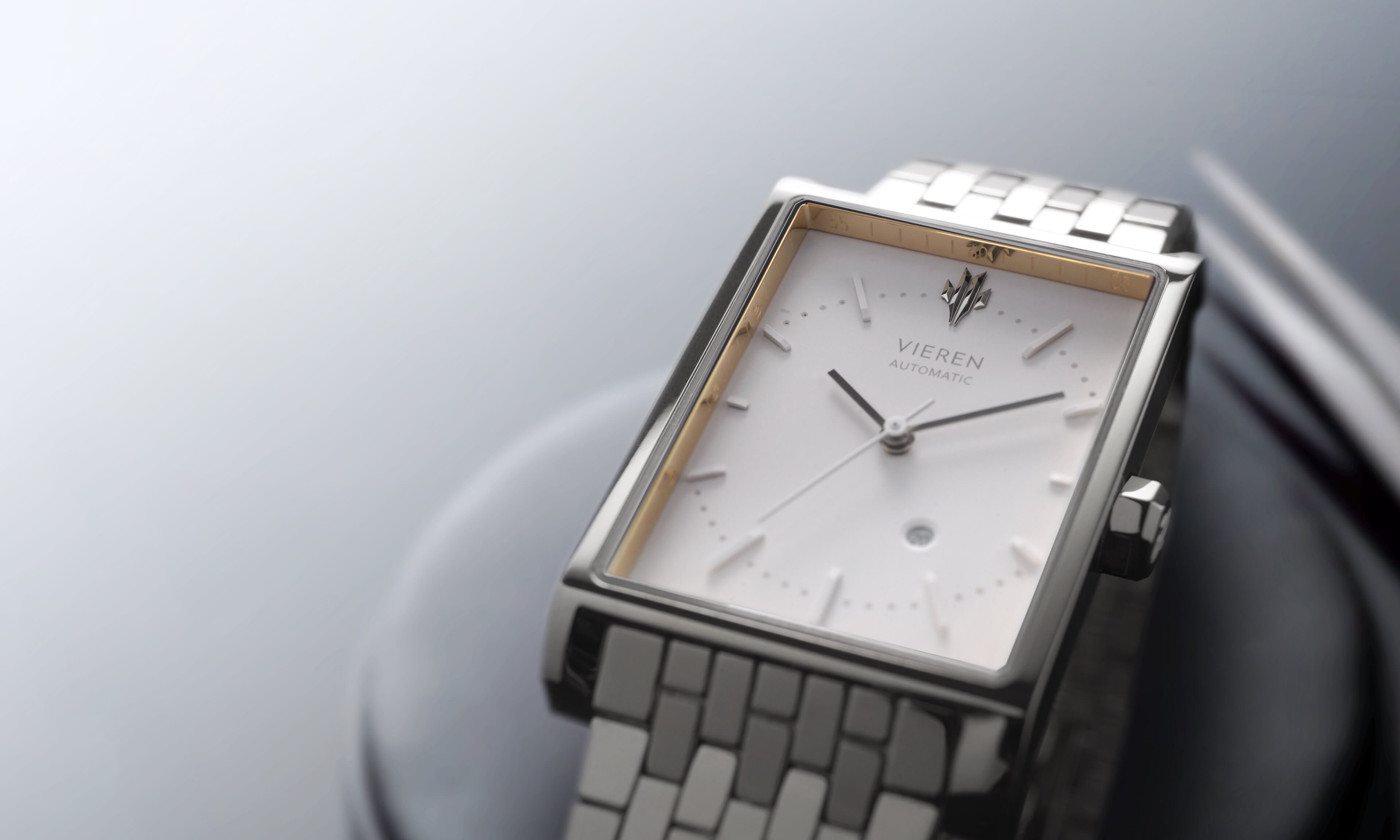 VIEREN Matte White rectangular watch case dimensions 41.5 mm x 27 mm x 9.2 mm