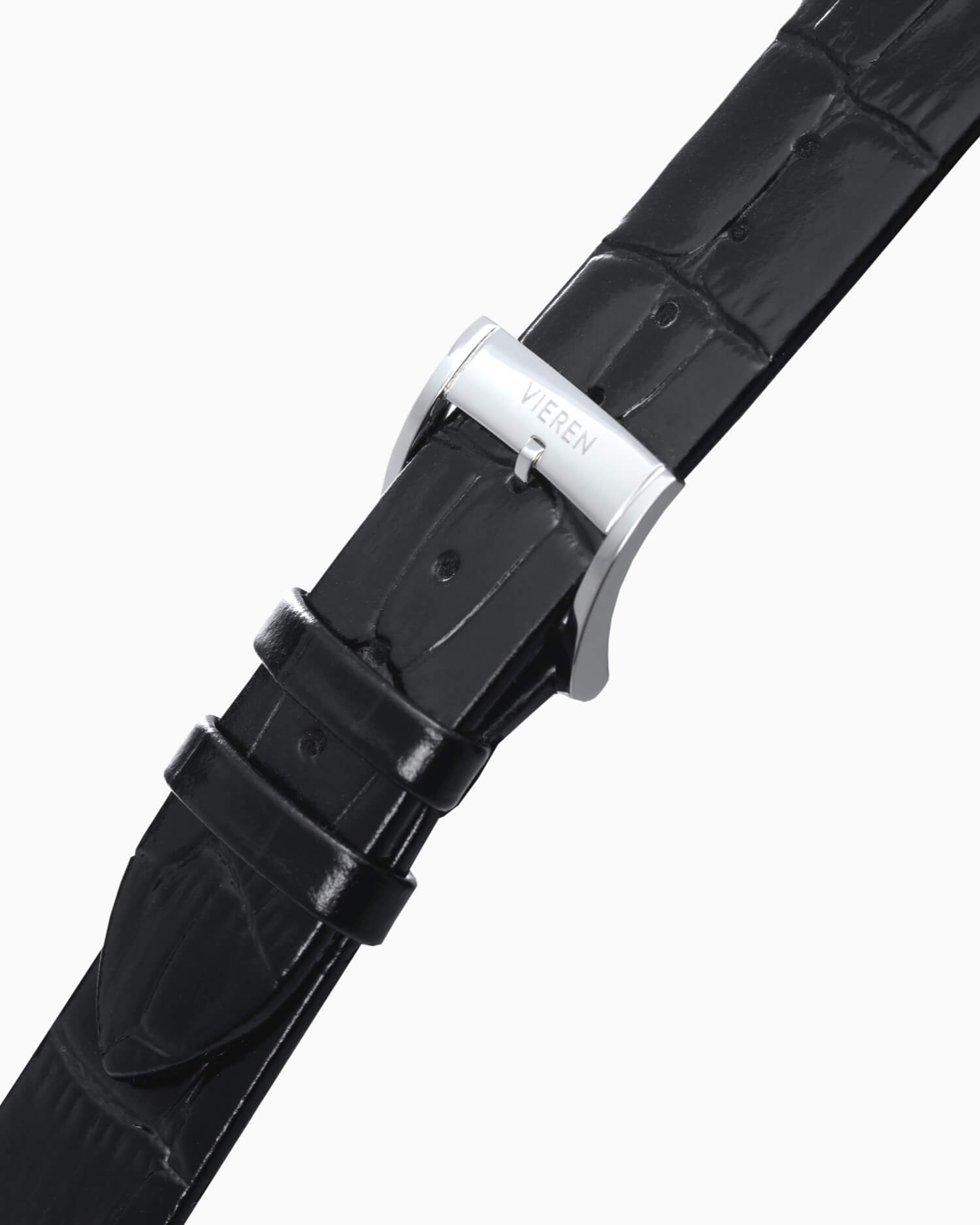VIEREN Black Croc Leather rectangular watch with genuine leather strap and ardillon buckle