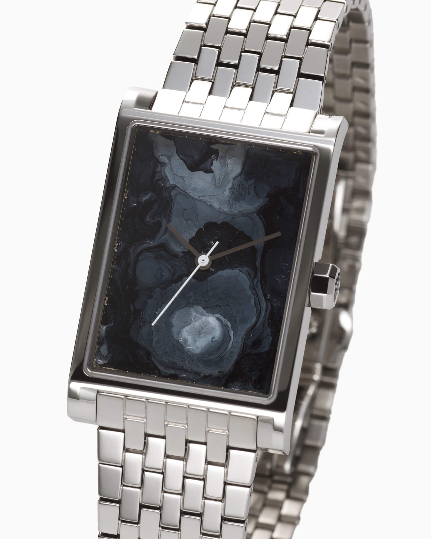 VIEREN x Cosmodernism rectangular watch dial with hand-painted artwork by Cosmodernism