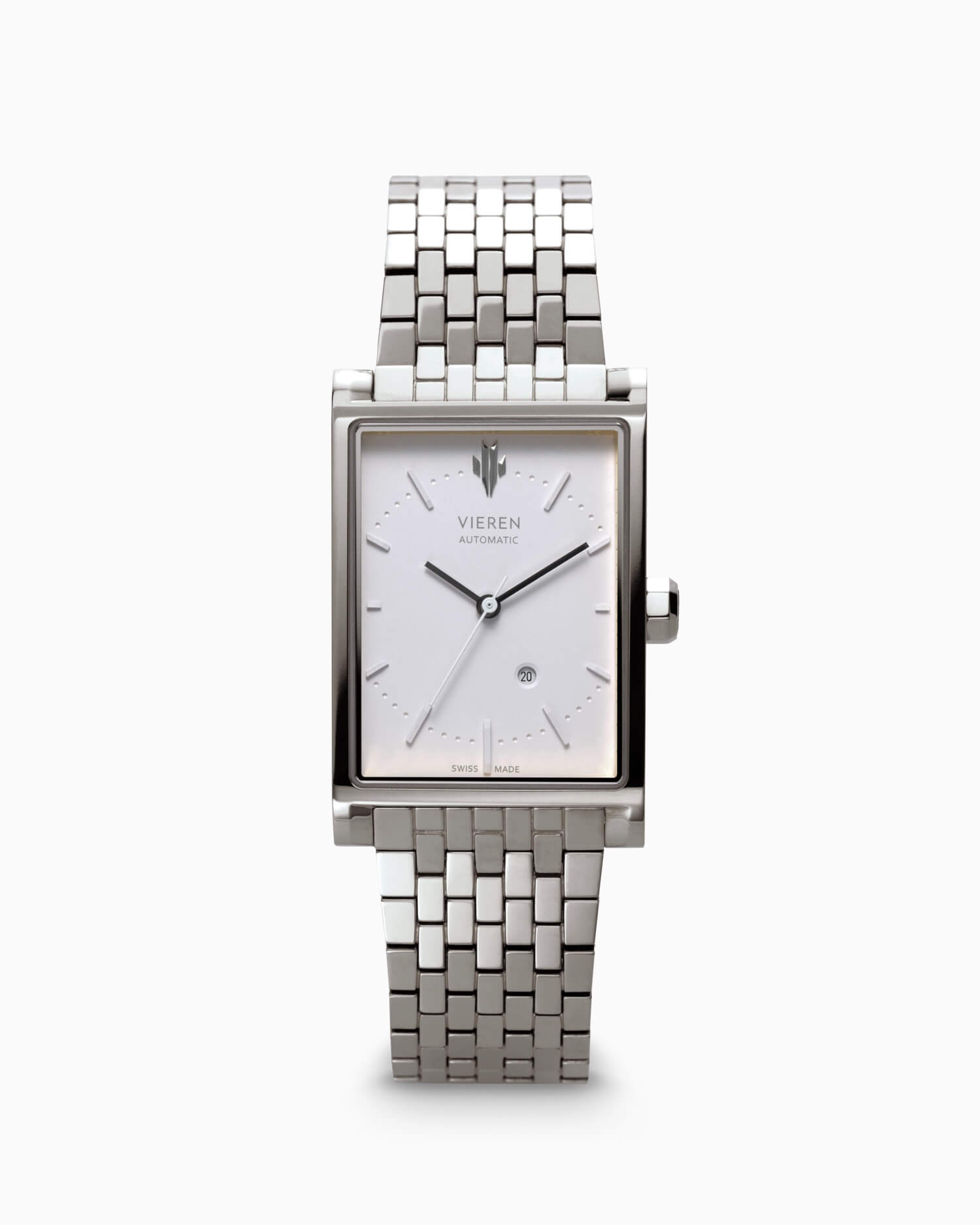 VIEREN Matte White rectangular watch front view