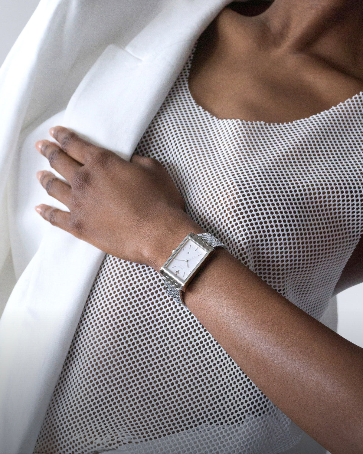 VIEREN Matte White women's rectangular watch