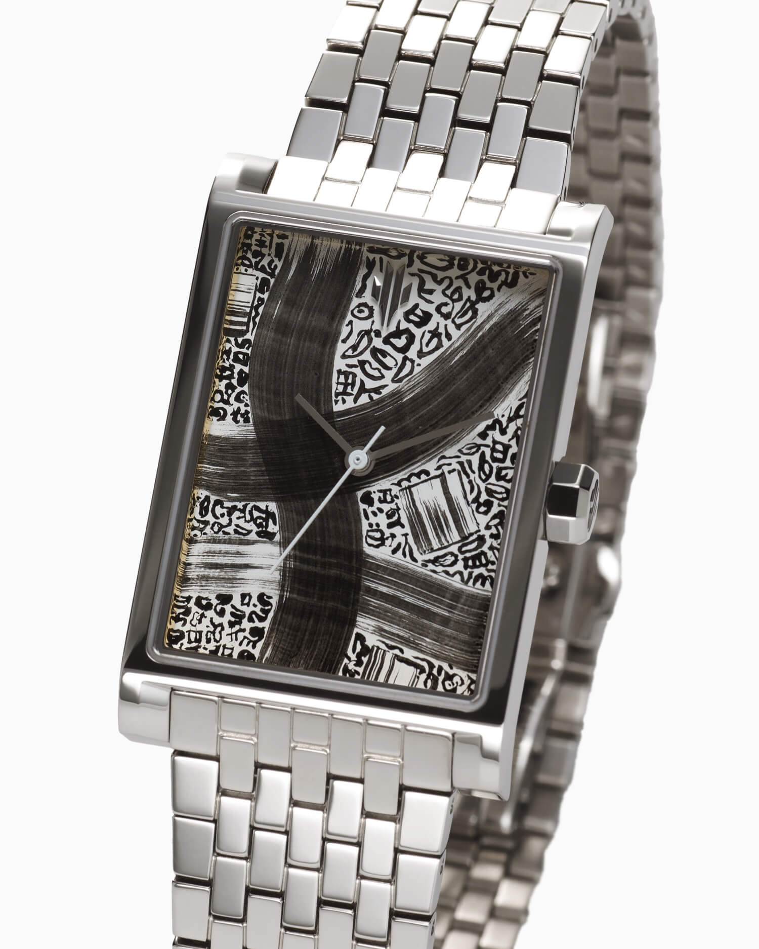 VIEREN x Roberta Boffo rectangular watch dial with hand-painted artwork by Roberta Boffo