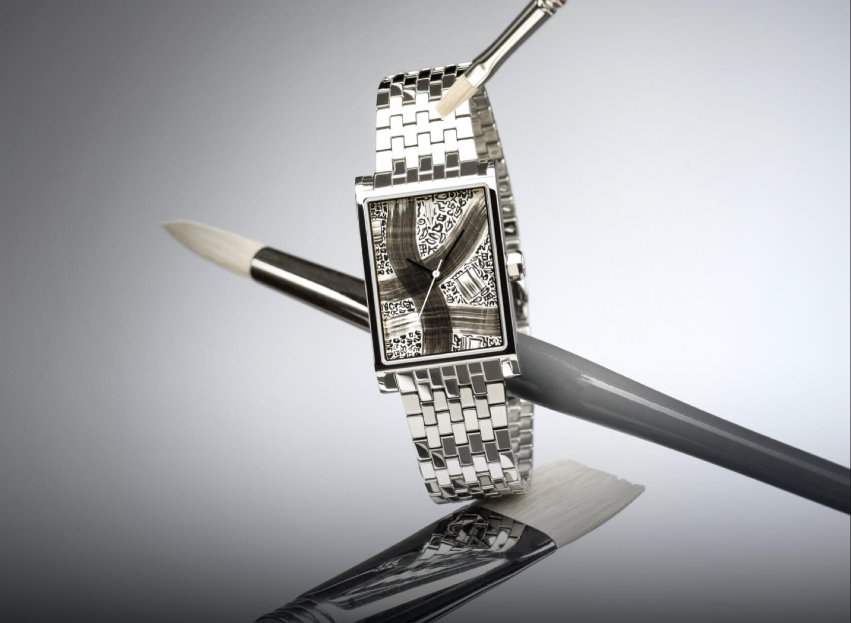 VIEREN x Roberta Boffo Swiss Made automatic watch with hand-painted dial and paintbrushes