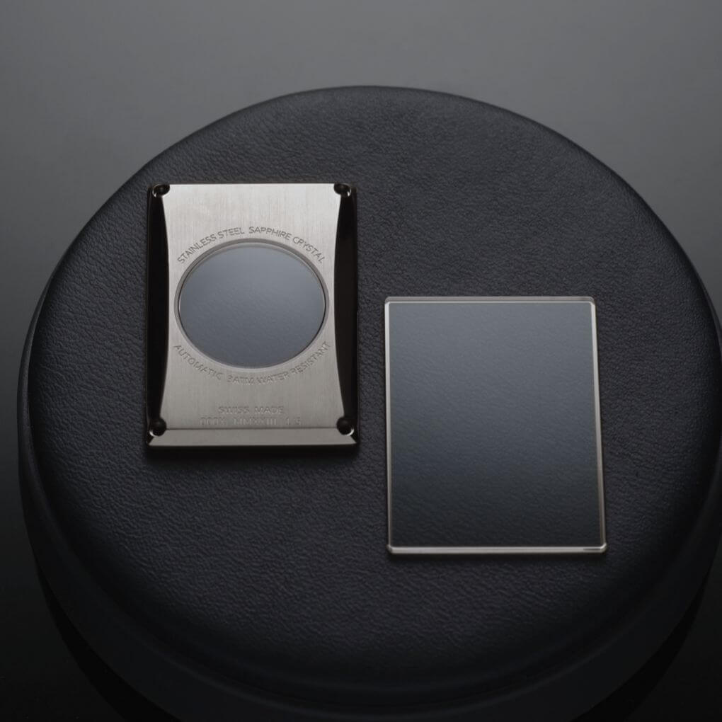 VIEREN x Roberta Boffo rectangular watch with sapphire crystal caseback