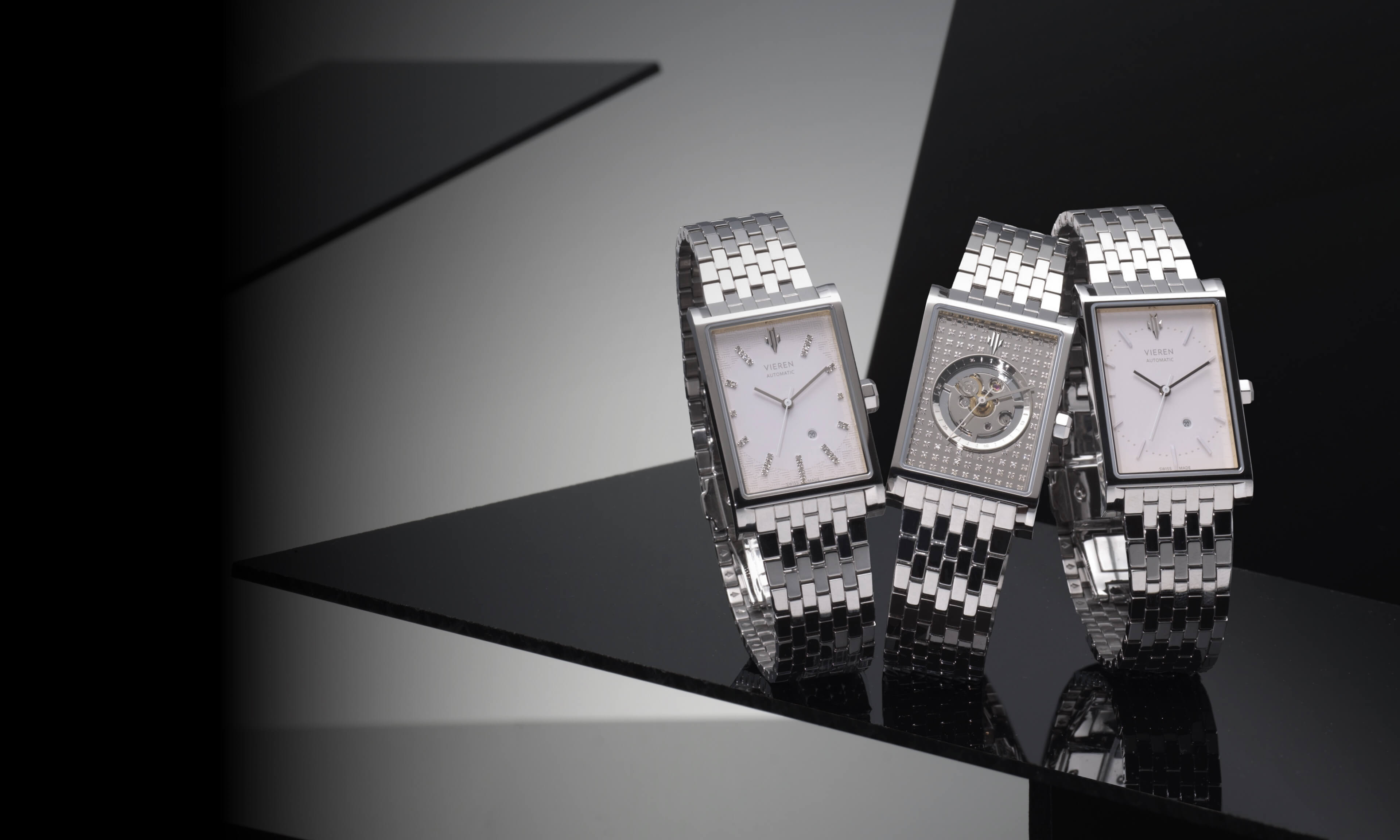 VIEREN silver watches collection with luxury rectangular designs