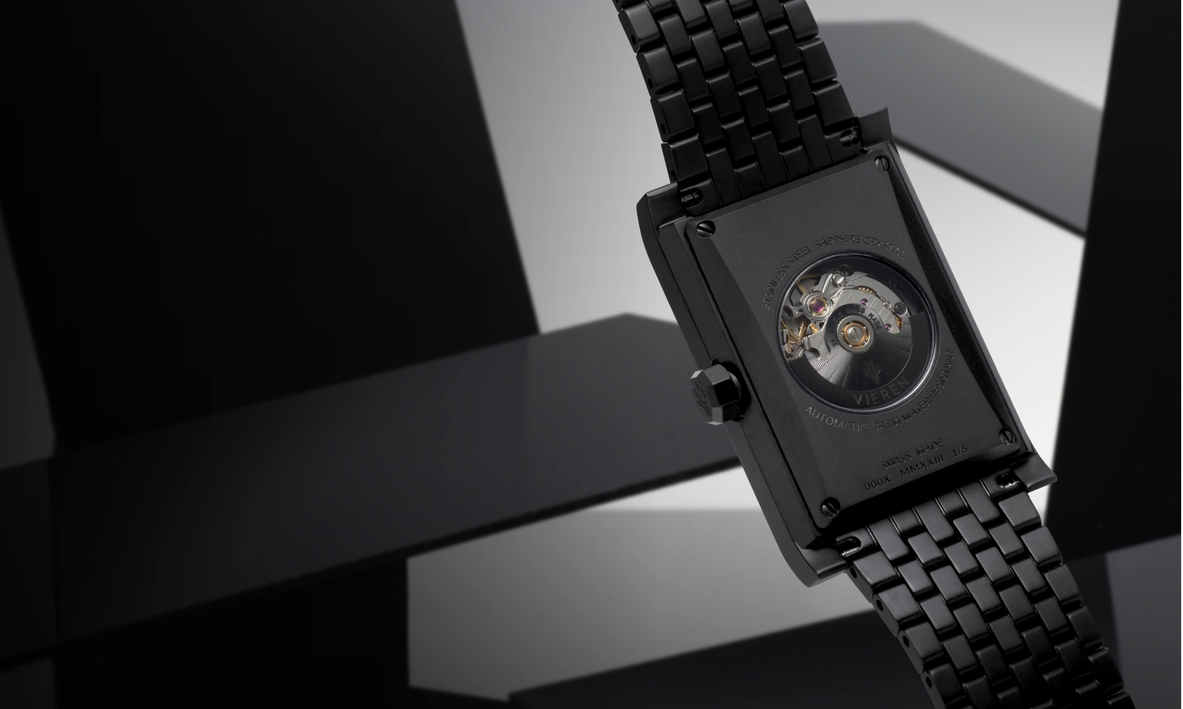 VIEREN Swiss Made ETA 2671 automatic movement with rotor inside a watch caseback