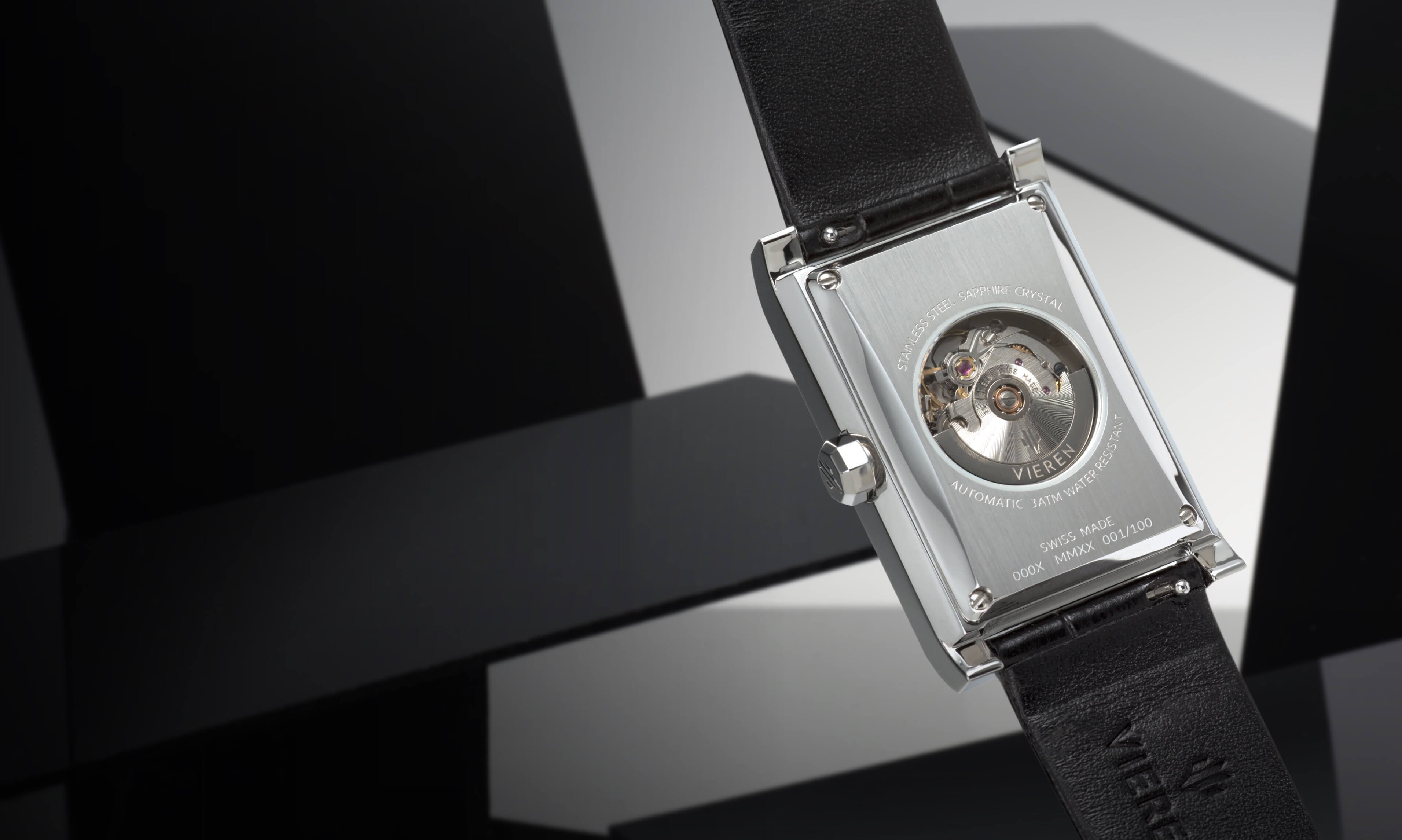 VIEREN Swiss Made ETA 2671 automatic movement with rotor inside a watch caseback